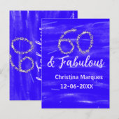 60 & Fabulous Verjaardag Blauw Zilver Naam toevoeg Briefkaart (Voorkant / Achterkant)