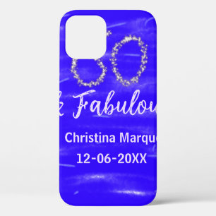 60 & Fabulous Verjaardag Blauw Zilver Naam toevoeg Case-Mate iPhone Case