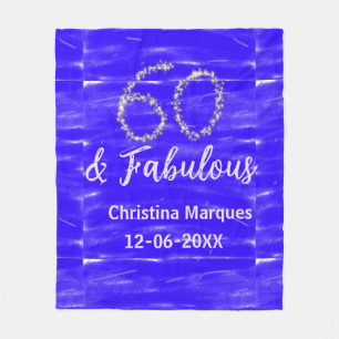 60 & Fabulous Verjaardag Blauw Zilver Naam toevoeg Fleece Deken