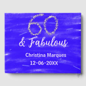 60 & Fabulous Verjaardag Blauw Zilver Naam toevoeg Gastenboek (Achterkant)
