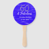 60 & Fabulous Verjaardag Blauw Zilver Naam toevoeg Handwaaier (Voorkant)