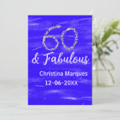 60 & Fabulous Verjaardag Blauw Zilver Naam toevoeg Kaart (Staand voorkant)