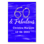 60 & Fabulous Verjaardag Blauw Zilver Naam toevoeg Kaart (Achterkant)