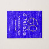 60 & Fabulous Verjaardag Blauw Zilver Naam toevoeg Legpuzzel (Horizontaal)