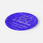 60 & Fabulous Verjaardag Blauw Zilver Naam toevoeg Papieren Bordje (Gekanteld)