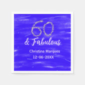 60 & Fabulous Verjaardag Blauw Zilver Naam toevoeg Servet (Voorkant)
