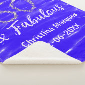 60 & Fabulous Verjaardag Blauw Zilver Naam toevoeg Sherpa Deken (3/4)