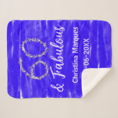 60 & Fabulous Verjaardag Blauw Zilver Naam toevoeg Sherpa Deken (Voorkant (horizontaal))