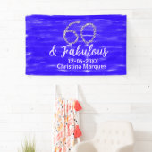 60 & Fabulous Verjaardag Blauw Zilver Naam toevoeg Spandoek (Insitu)