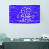 60 & Fabulous Verjaardag Blauw Zilver Naam toevoeg Spandoek (Beurs)