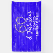 60 & Fabulous Verjaardag Blauw Zilver Naam toevoeg Spandoek (Verticaal)