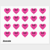 60 & Fabulous Verjaardag Helder Roze Polka Dots Hart Sticker (Vel)