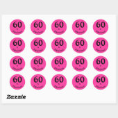 60 & Fabulous Verjaardag Helder Roze Polka Dots Ronde Sticker (Vel)