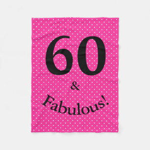 60 & Fabulous Verjaardag Helder Roze Stippen Fleece Deken