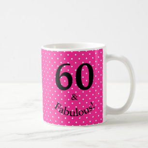 60 & Fabulous Verjaardag Helder Roze Stippen Koffiemok