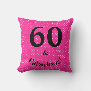 60 & Fabulous Verjaardag Helder Roze Stippen Kussen