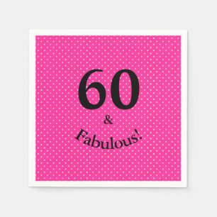 60 & Fabulous Verjaardag Helder Roze Stippen Servet