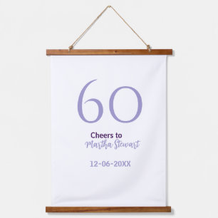 60 & fabulous verjaardag paars vet naam datum stij hangend wandkleed