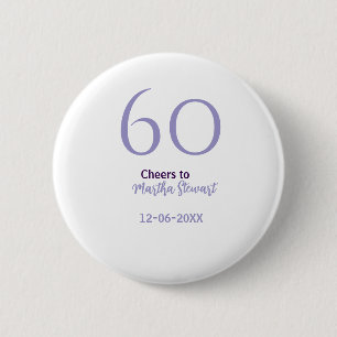 60 & fabulous verjaardag paars vet naam datum stij ronde button 5,7 cm
