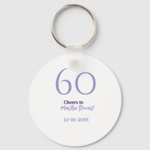 60 & fabulous verjaardag paars vet naam datum stij sleutelhanger