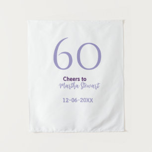 60 & fabulous verjaardag paars vet naam datum stij wandkleed