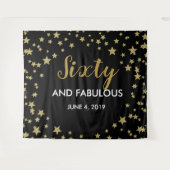 60 & Fabulous verjaardag Photo Booth achtergrond b Wandkleed (Voorkant (horizontaal))