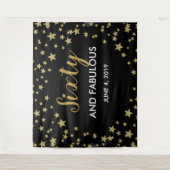 60 & Fabulous verjaardag Photo Booth achtergrond b Wandkleed (Voorkant)