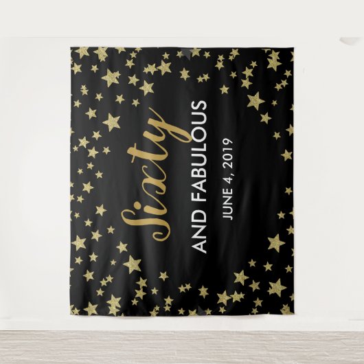 60 & Fabulous verjaardag Photo Booth achtergrond b Wandkleed (Voorkant)