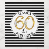 60 & Fabulous Verjaardag Wijn Etiket (Enkel label)