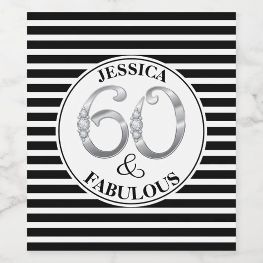 60 & Fabulous Verjaardag Wijn Etiket