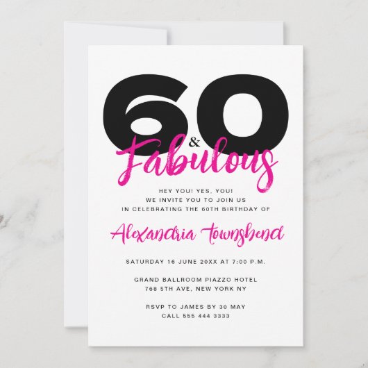 60 & Fabulous Vet 60ste Verjaardag Kaart (Voorkant)