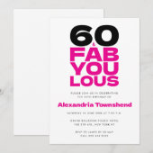 60 & Fabulous Vetgedrukte Roze Typografie 60ste Ve Kaart (Voorkant / Achterkant)
