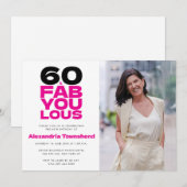 60 & Fabulous Vetgedrukte Typografie Foto 60ste Ve Kaart (Voorkant / Achterkant)