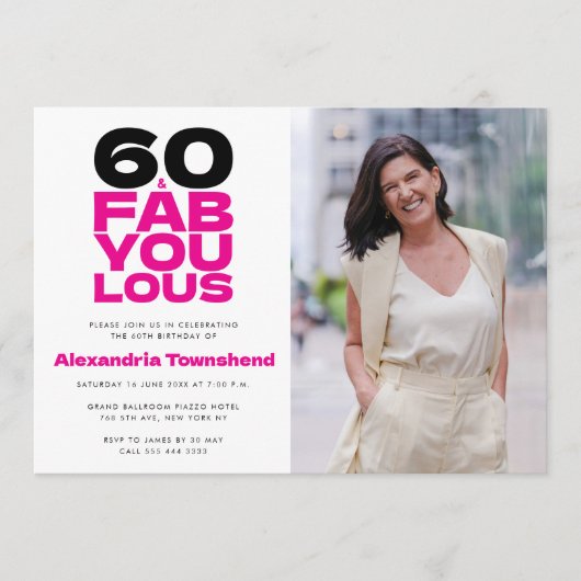 60 & Fabulous Vetgedrukte Typografie Foto 60ste Ve Kaart (Voorkant)