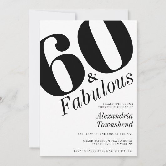 60 & Fabulous Vetnummer 60e Verjaardag Kaart (Voorkant)