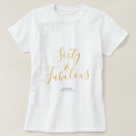 60 Fabulous Yellow Custom Naam 60ste Verjaardag Gi T-shirt<br><div class="desc">Vier het draaien van 60 in stijl met deze aangepaste naam moderne 60e verjaardag T-shirt met de tekst 60 en sassy in elegante goudgele handgeschreven script kalligrafie. Voeg eenvoudig jouw naam toe aan dit T-shirt voor het 60-jarig jubileum. Perfect verjaardagscadeau voor een moderne, stijlvolle en elegante 60-jarige. Exclusief voor u...</div>
