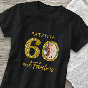60 & Fabulous Zwart en Goud 50ste Verjaardag Foto T-shirt