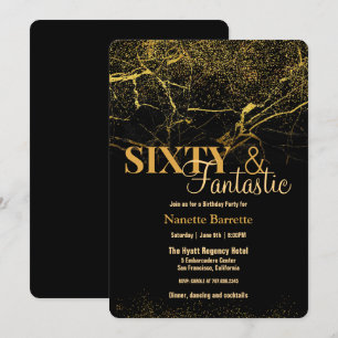 60 & Fantastic Gold/Black Marble Elegant Birthday Kaart
