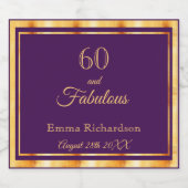 60 Fantastisch paars goud, elegant Sparkling Wijnetiket (Enkel label)