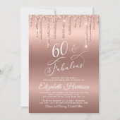 60 Fantastisch Roos Gold Glitter Birthday Party Kaart (Voorkant)