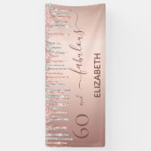 60 Fantastisch verjaardagsfeest roos goudglitter z Spandoek (Verticaal)