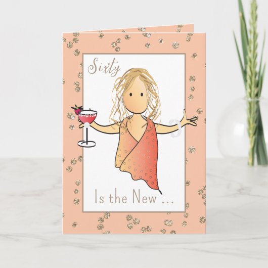 60 Fantastische Cartoon Margarita Funny 60ste Verj Kaart (Voorkant)