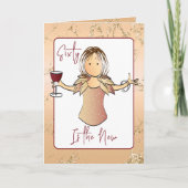 60 Fantastische Glam Cartoon Rode Wijn 60e Verjaar Kaart (Voorkant)