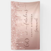 60 Fantastische verjaardag glitter roos goud roze Spandoek (Verticaal)