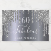 60 fantastische verjaardag Zilveren glitter Sparkling Wijnetiket (Enkel label)