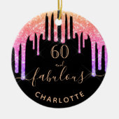 60 Fantastische verjaardag zwarte regenbooglitter  Keramisch Ornament (Voorkant)