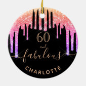 60 Fantastische verjaardag zwarte regenbooglitter  Keramisch Ornament (Achterkant)