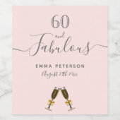 60 fantastische verjaardagsfeest roos goudbruin ro wijn etiket (Enkel label)