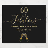 60 fantastische verjaardagsfeest zwart goud sparkling wijnetiket (Enkel label)