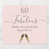 60 fantastische verjaardagsfeestje roos goudroze sparkling wijnetiket (Enkel label)